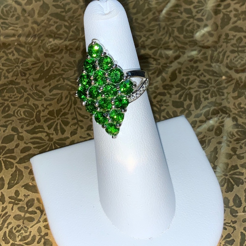 Genuine Russian Diopside & Zircon Ring 4.71 Cts - Picture 1 of 8